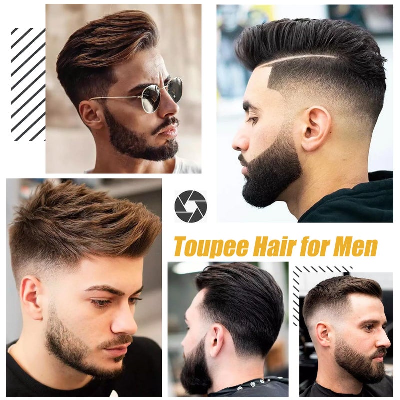lumeng Mens Piece Replacement Unit Real Mono Lace Brown Color 4# Toupee Human Hair 7x9 Inch 6 Inch Length System Human Hair Toupee for Men Durable Base For Thinning European Hair Units Patch - Image 5